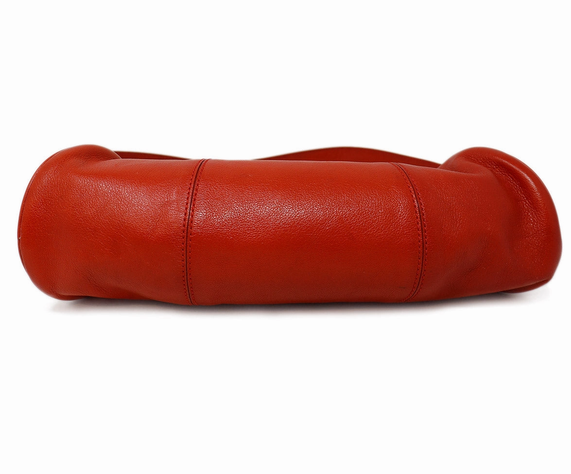 Tod's Red Leather Baguette Shoulder Bag