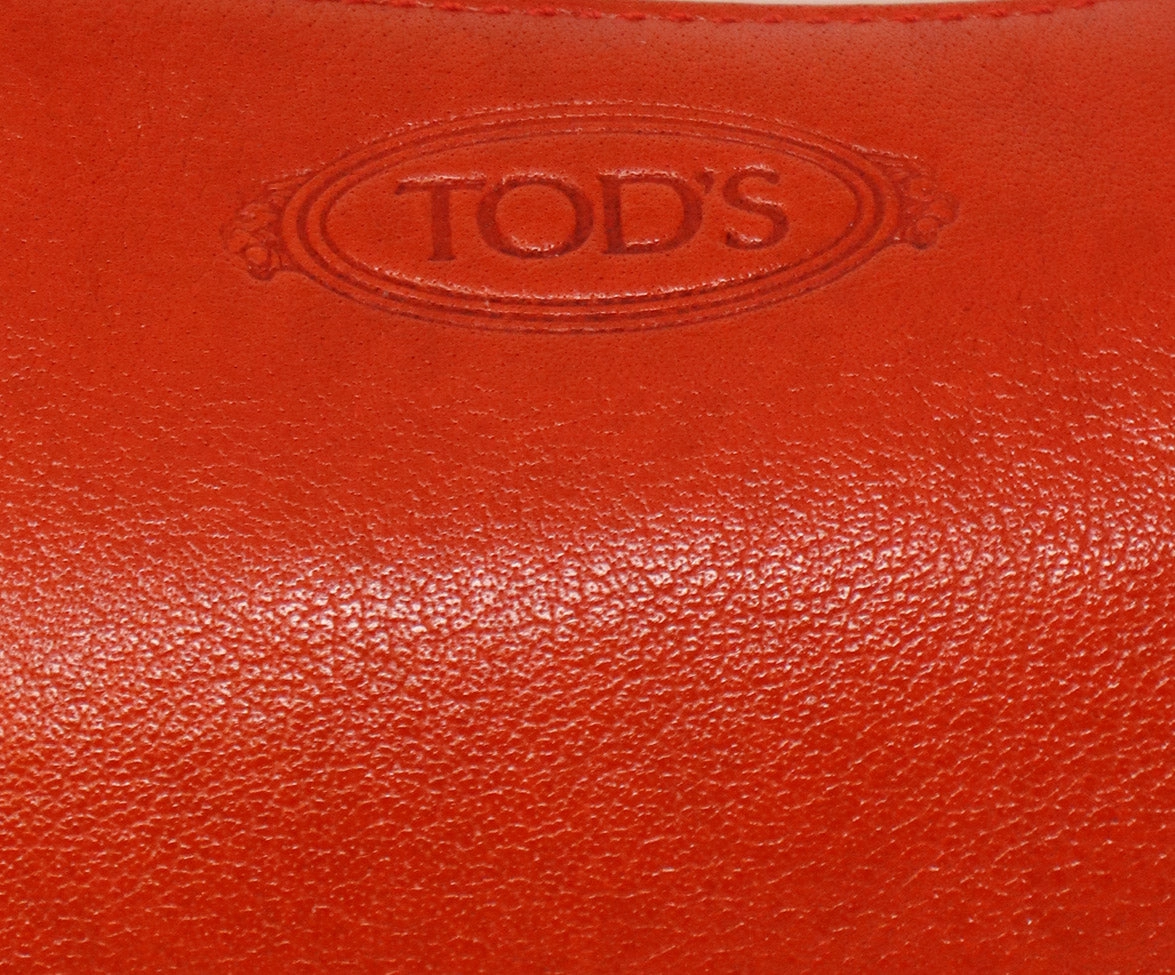Tod's Red Leather Baguette Shoulder Bag