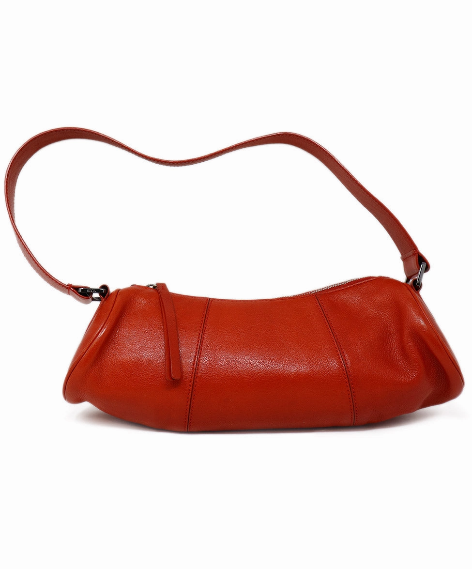 Tod's Red Leather Baguette Shoulder Bag
