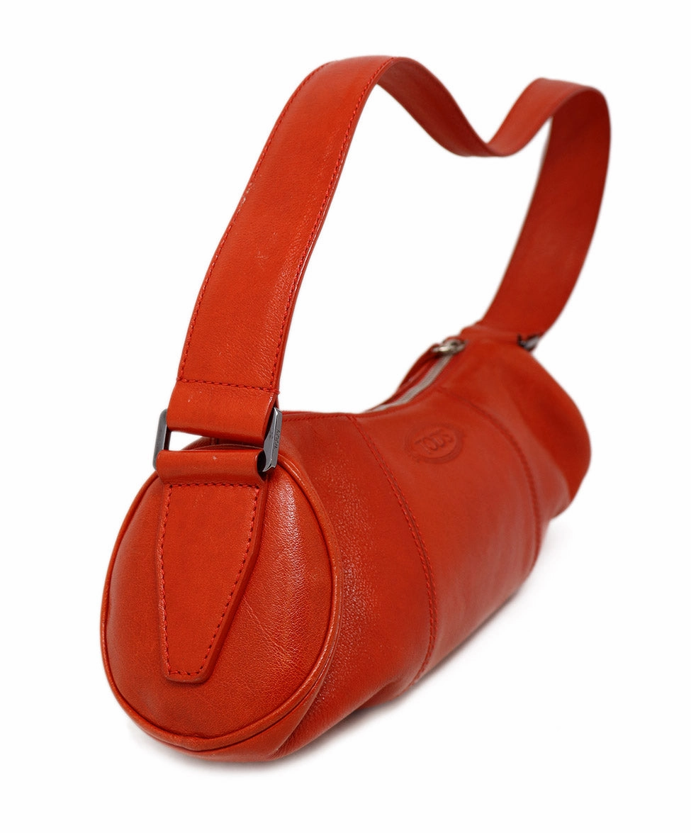 Tod's Red Leather Baguette Shoulder Bag