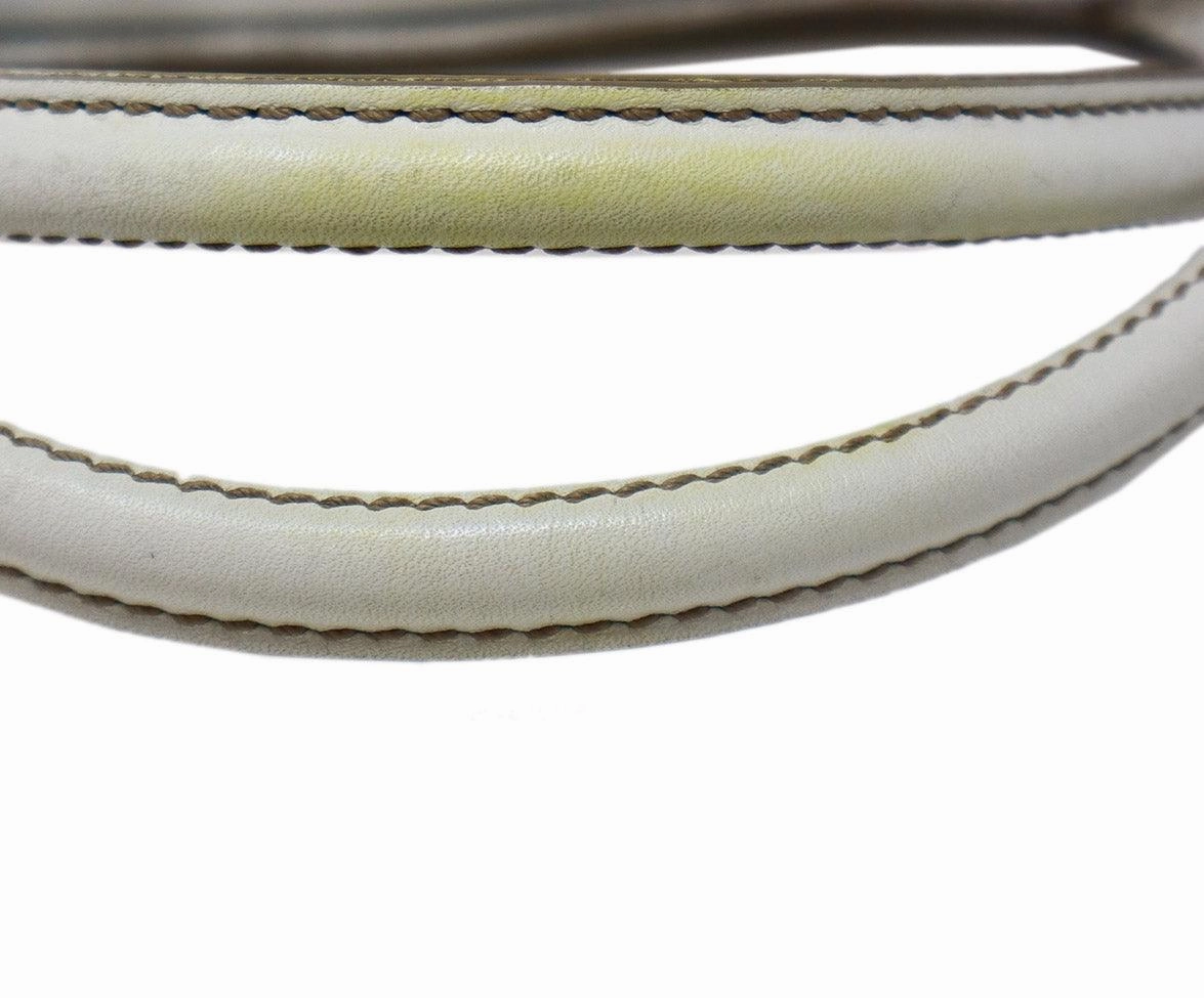Tod's White Leather Brown Stitching Shoulder Bag