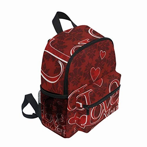 Toddler Backpack Retro Valentines Day Red Heart Love You Mini Preschool Bag for Unisex Kids