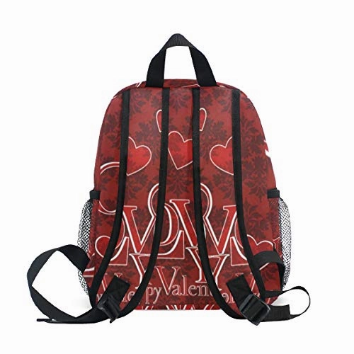 Toddler Backpack Retro Valentines Day Red Heart Love You Mini Preschool Bag for Unisex Kids