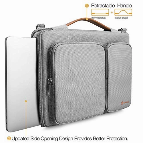 tomtoc Original 15.6 Inch Laptop Shoulder Bag with CornerArmor Patent & Accessory Pocket, 360