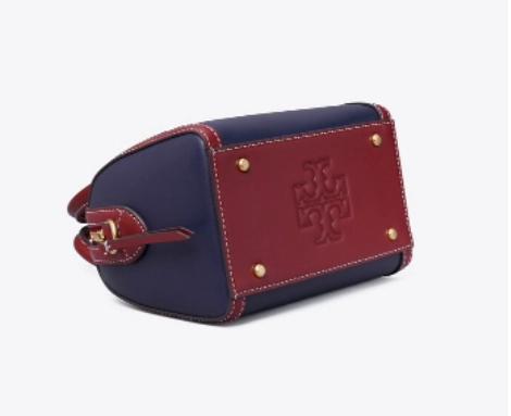 Tory Burch Monogram Two-Tone Barrel Leather Crossbody Bag