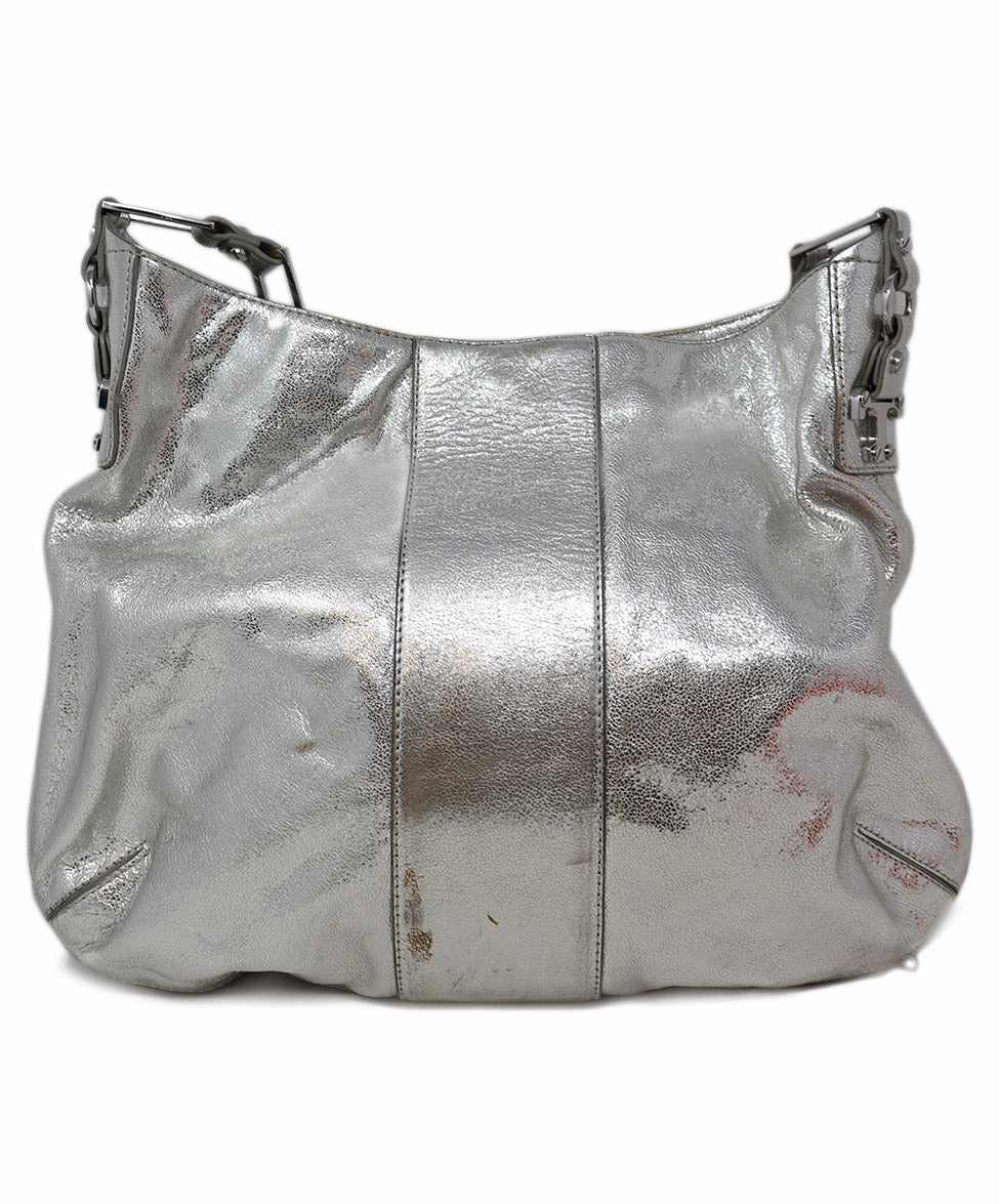 Tory Burch Silver Leather Shoulder Bag