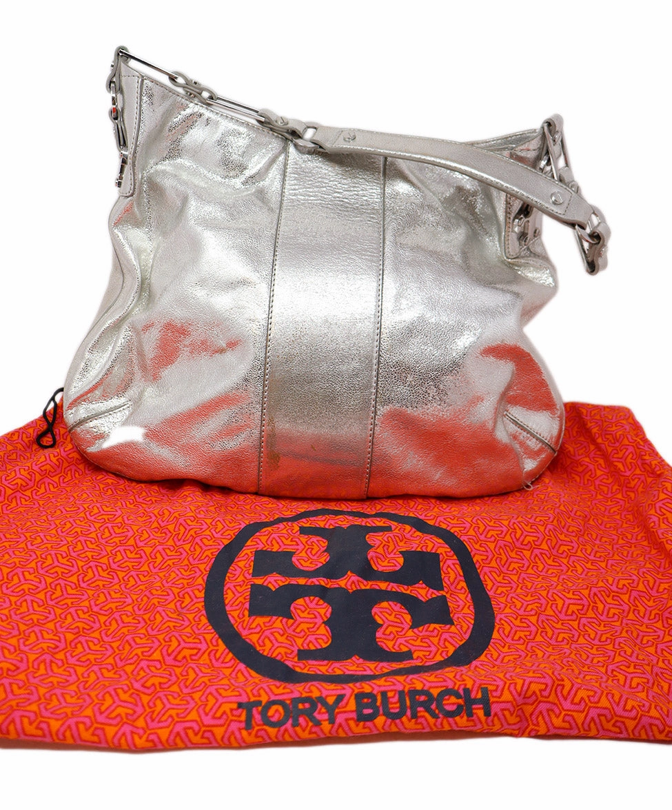 Tory Burch Silver Leather Shoulder Bag