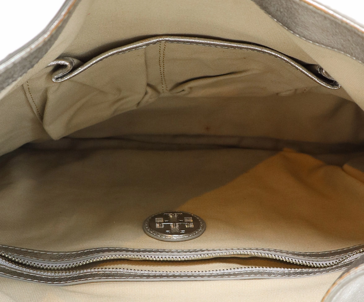 Tory Burch Silver Leather Shoulder Bag