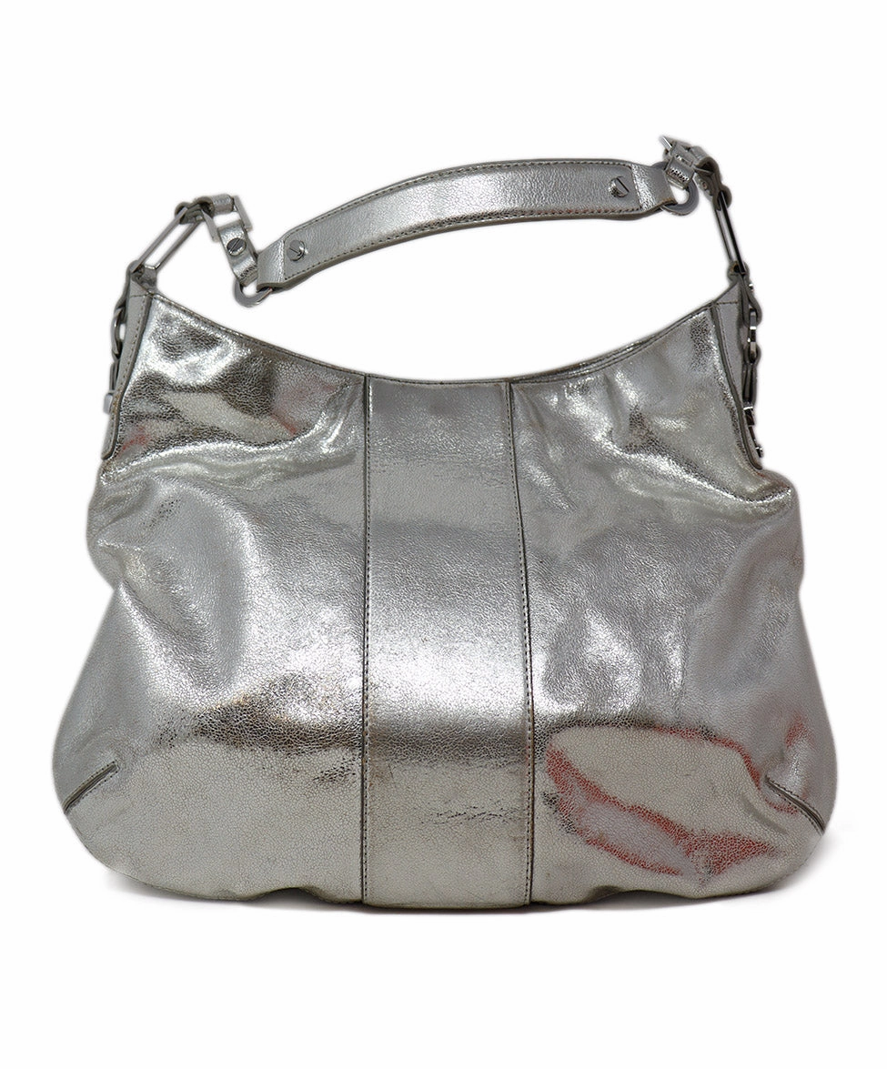 Tory Burch Silver Leather Shoulder Bag