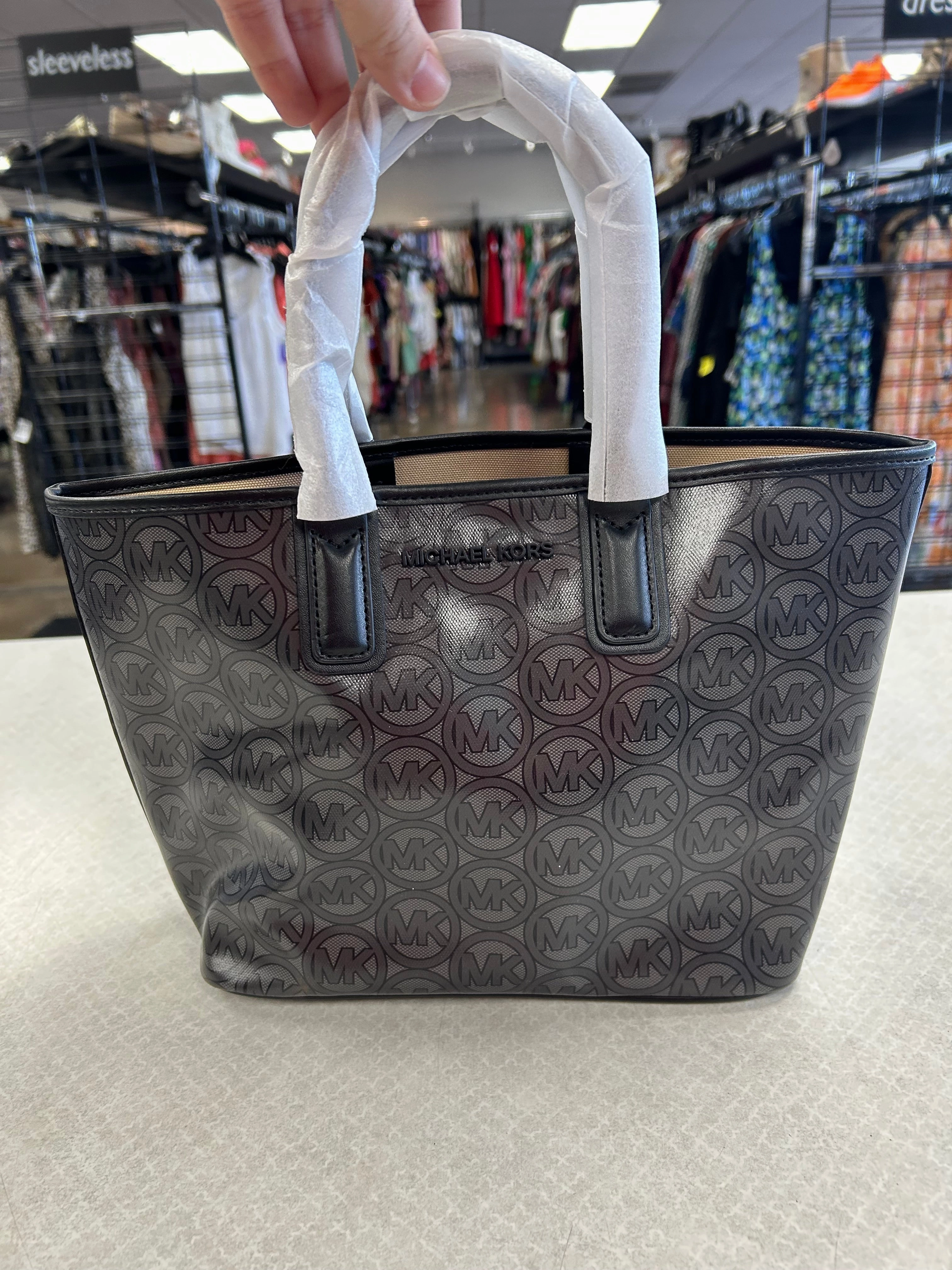 Tote Designer By Michael Kors In Black & Grey, Size:Small