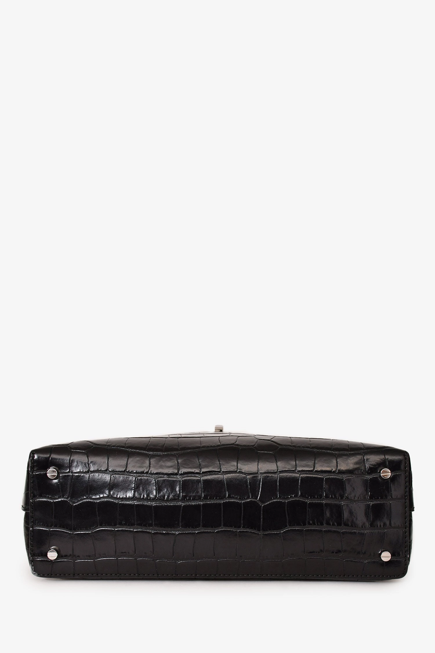 Toteme Black Croc Embossed T Lock Clutch with Strap