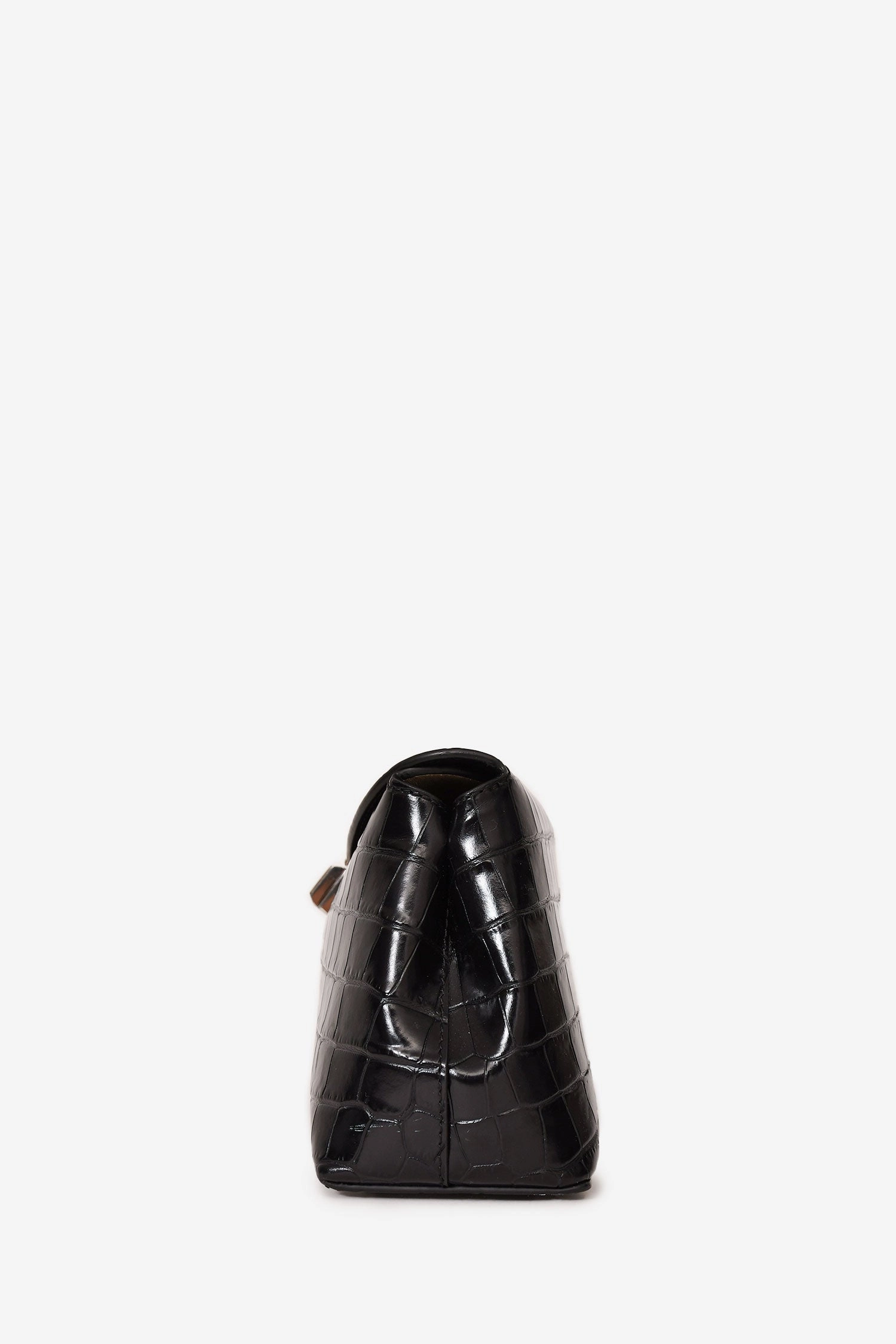 Toteme Black Croc Embossed T Lock Clutch with Strap