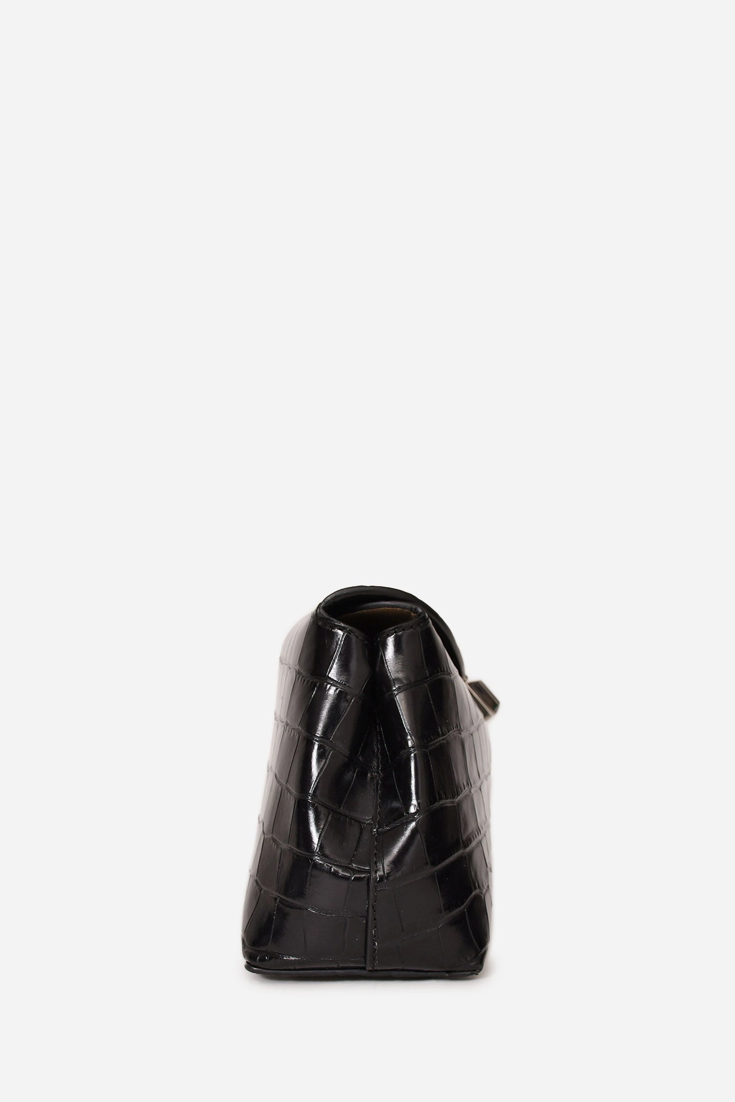 Toteme Black Croc Embossed T Lock Clutch with Strap