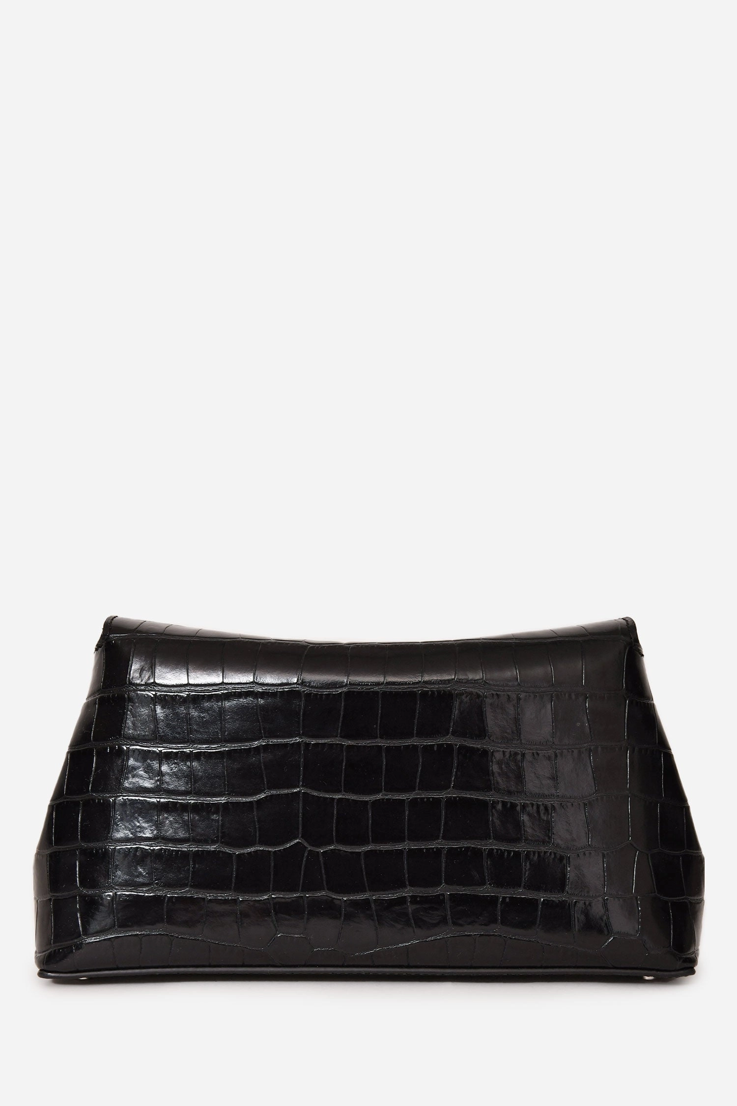 Toteme Black Croc Embossed T Lock Clutch with Strap