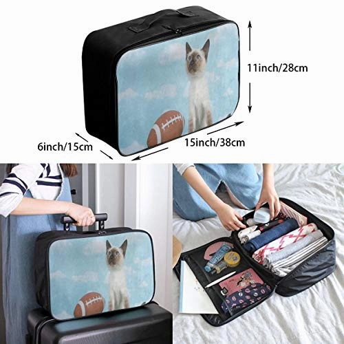 Travel Bags Hipster Cat Kitten Green Grass Football Portable Foldable Fantastic Trolley Handle Luggage Bag
