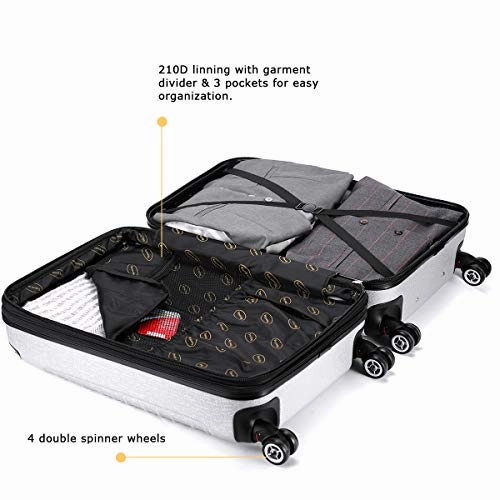 Travel Joy Expandable Luggage Carry on Suitcase TSA Lightweight Hardside Luggage Spinner Wheels Luggage 20 inches (Silver)