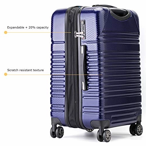 Travel Joy Luggage Set Expandable Suitcase Carry On TSA Locks Lightweight Spinner Wheels ABS PC Premium Hardshell Luggage 20 24 28 inch 3 Piece Sets