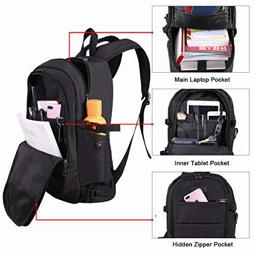 Travel Laptop Backpack Water Resistant Anti-Theft Bag with USB Charging Port and Lock 14/15.6 Inch Computer Business Backpacks for Women Men College School Student Gift,Bookbag Casual Hiking Daypack