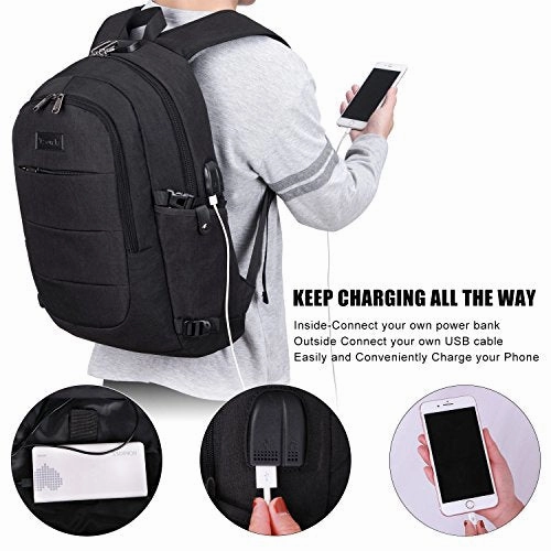 Travel Laptop Backpack Water Resistant Anti-Theft Bag with USB Charging Port and Lock 14/15.6 Inch Computer Business Backpacks for Women Men College School Student Gift,Bookbag Casual Hiking Daypack