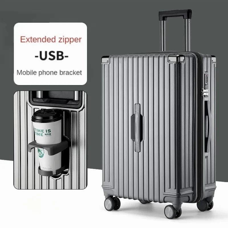 Travel Suitcase Aluminum Frame Luggage On Mute Universal Wheel Password Business Case Multifunction Carry-Ons Cabin Boarding bag