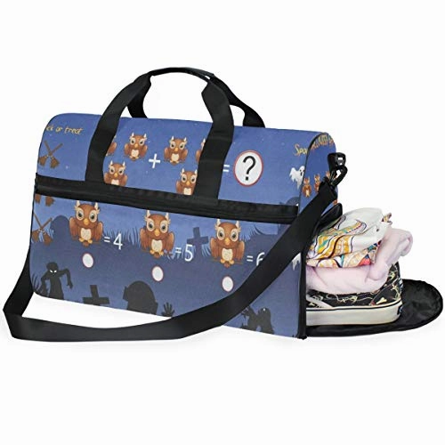 Travel Tote Luggage Weekender Duffle Bag, Game Count The Owl In Halloween Large Canvas shoulder bag