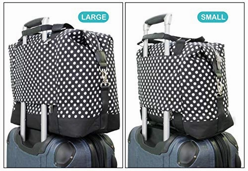 Travel Weekender Overnight Carry-on Shoulder Duffel Tote Bag (8" x 12" x 16 (Large), Black & White Stripes)