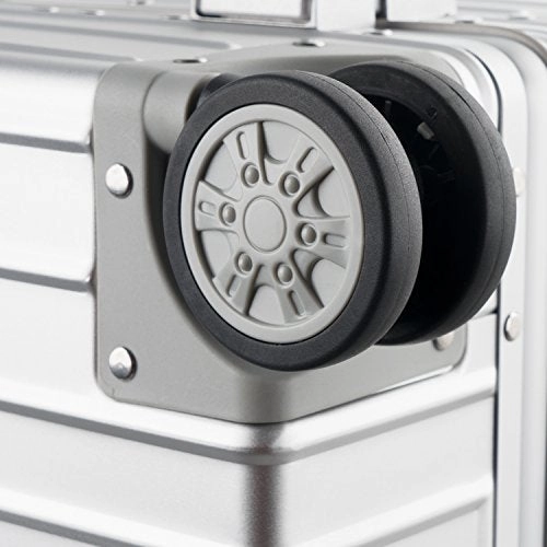 TRAVELKING All Aluminum Luggage Hard Shell Suitcase with Wheels Carry On Spinner Suitcase (Silver 20 Inch)