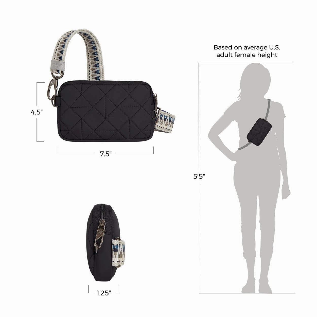Travelon Anti-Theft Boho Phone Sling - Geo Black