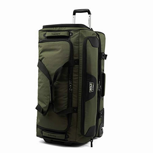 Travelpro Bold 30" Duffle Bag With Drop Bottom, Lightweight, Rugged Rolling Duffel, Olive/Black,