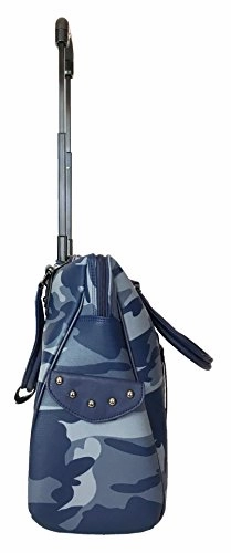 Trendy Flyer 20"L Computer/Laptop Bag Tote Duffel Rolling Wheel Case Purse Carry Camo Blue