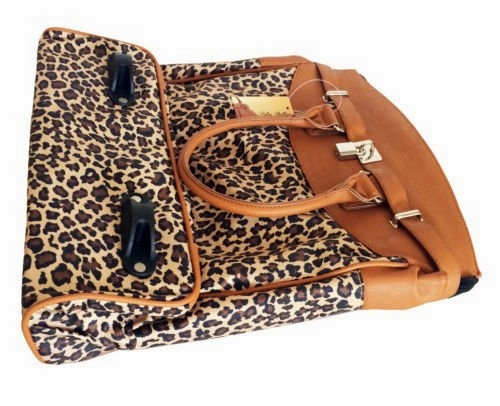 Trendy Flyer Computer/Laptop Rolling Bag 2 Wheel Case Leopard Beige