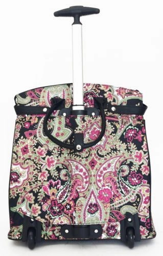 Trendy Flyer Computer/Laptop Rolling Bag 2 Wheel Case Paisley Green