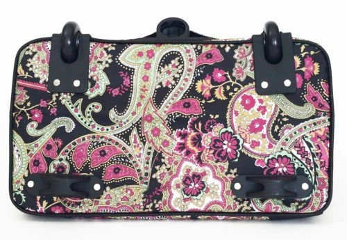 Trendy Flyer Computer/Laptop Rolling Bag 2 Wheel Case Paisley Green