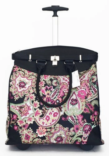 Trendy Flyer Computer/Laptop Rolling Bag 2 Wheel Case Paisley Green