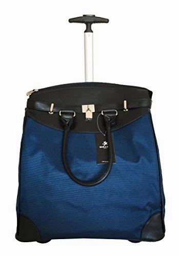 Trendy Flyer Computer/Laptop Rolling Bag 2 Wheel Case Plain Blue