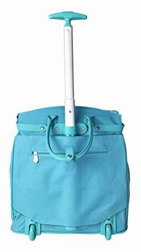 Trendy Flyer Computer/Laptop Rolling Bag 2 Wheel Case Turquoise Owl