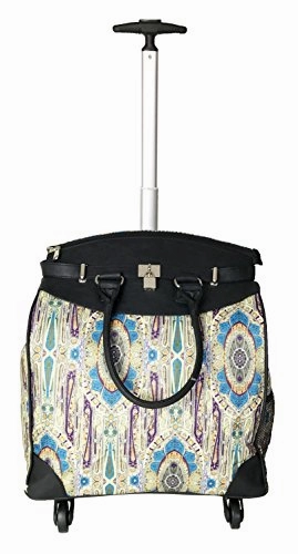 Trendy Flyer Computer/Laptop Rolling Bag 4 Wheel Case Paisley Blue