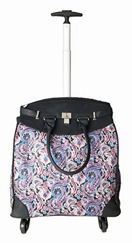 Trendy Flyer Computer/Laptop Rolling Bag 4 Wheel Case Paisley Pink