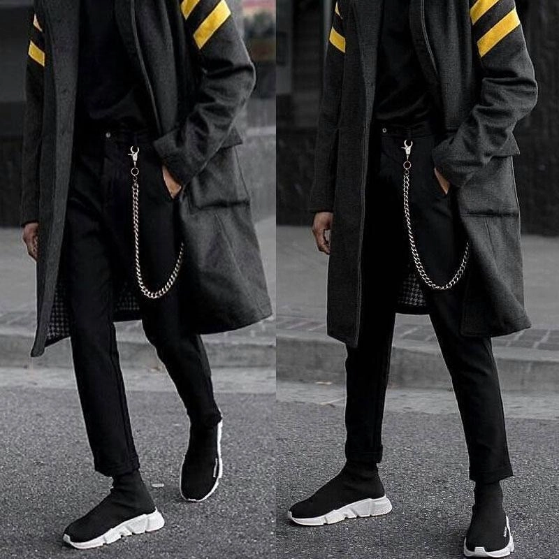 Trendy Men's Women's Silver Long Hip Hop Pants Chain Biker Wallet Chain For Men