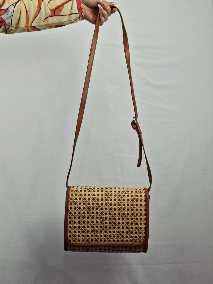 Trenery Woven Chocolate Crossbody Bag