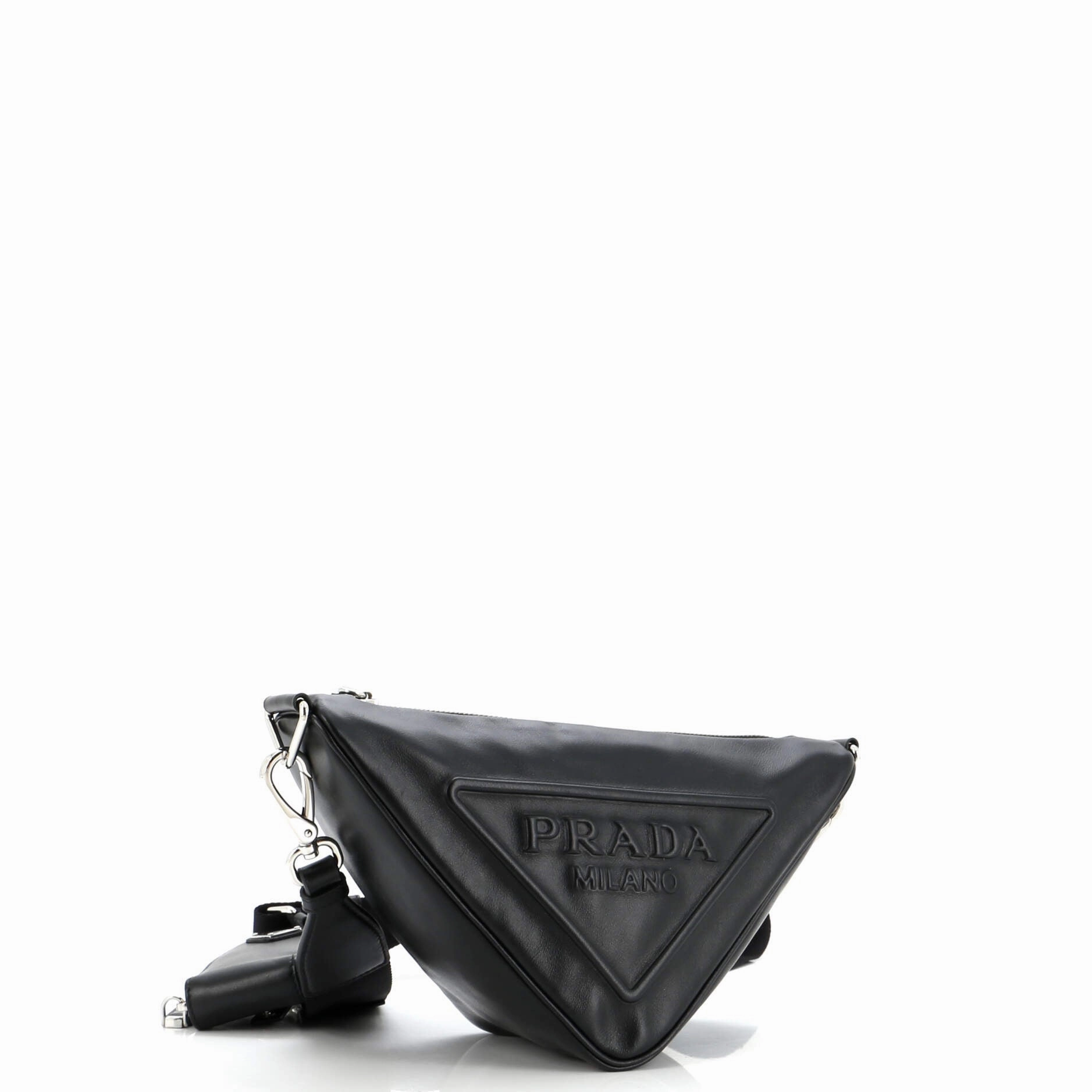 Triangle Logo Zip Crossbody Bag Leather Small