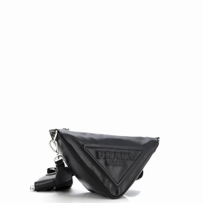 Triangle Logo Zip Crossbody Bag Leather Small