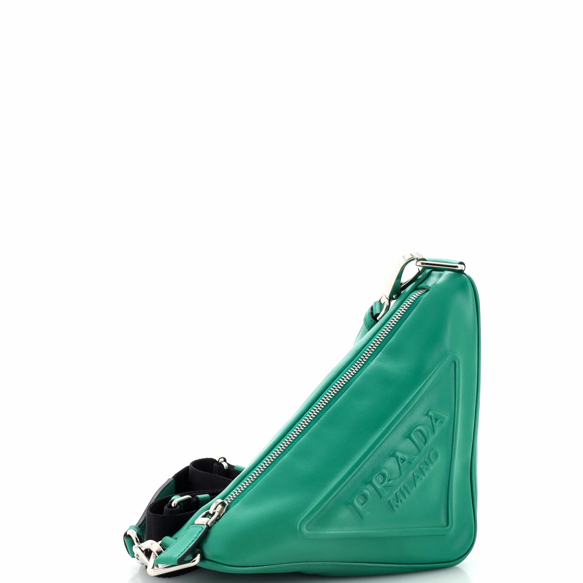 Triangle Logo Zip Crossbody Bag Leather Small