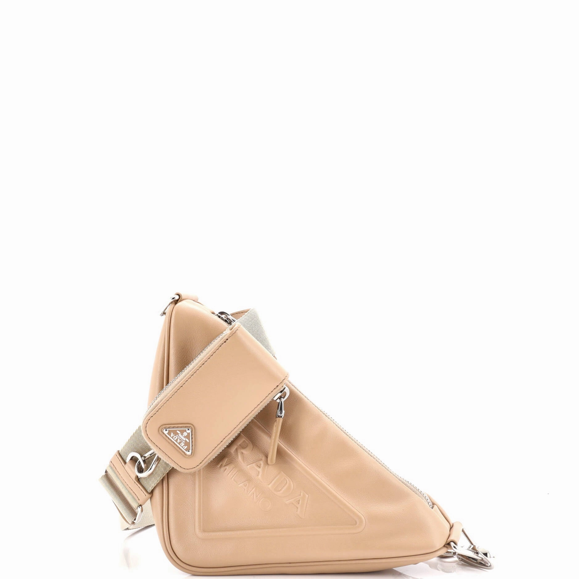 Triangle Logo Zip Crossbody Bag Leather Small