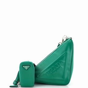 Triangle Logo Zip Crossbody Bag Leather Small