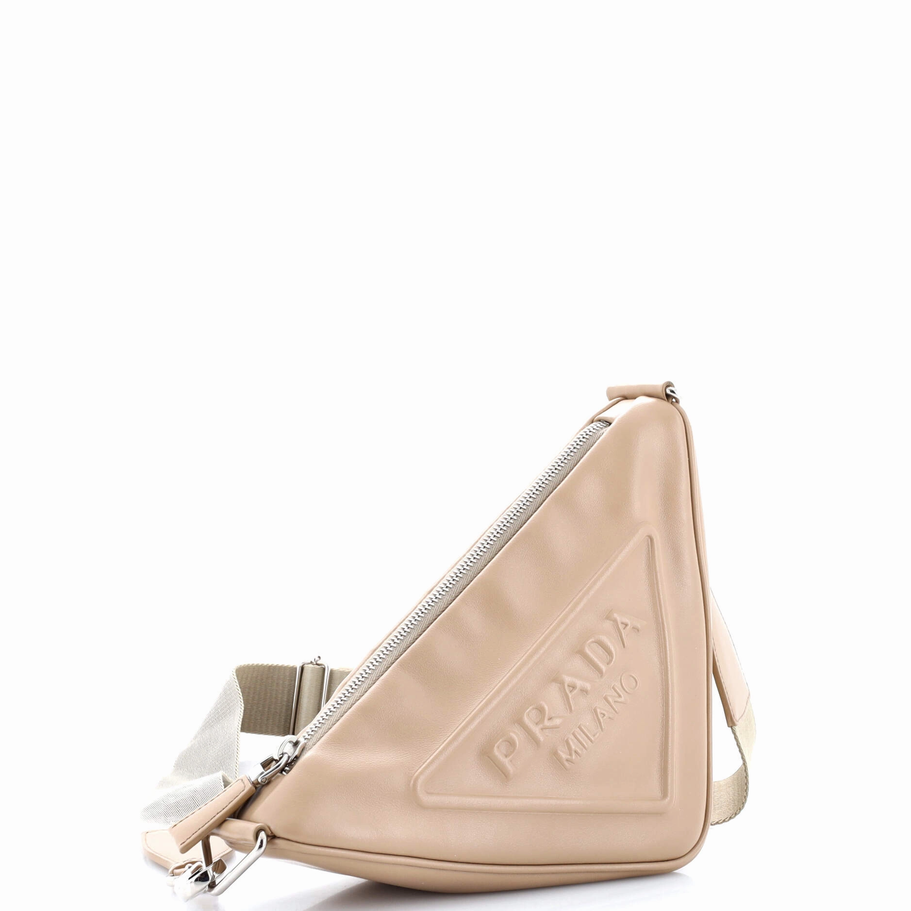 Triangle Logo Zip Crossbody Bag Leather Small