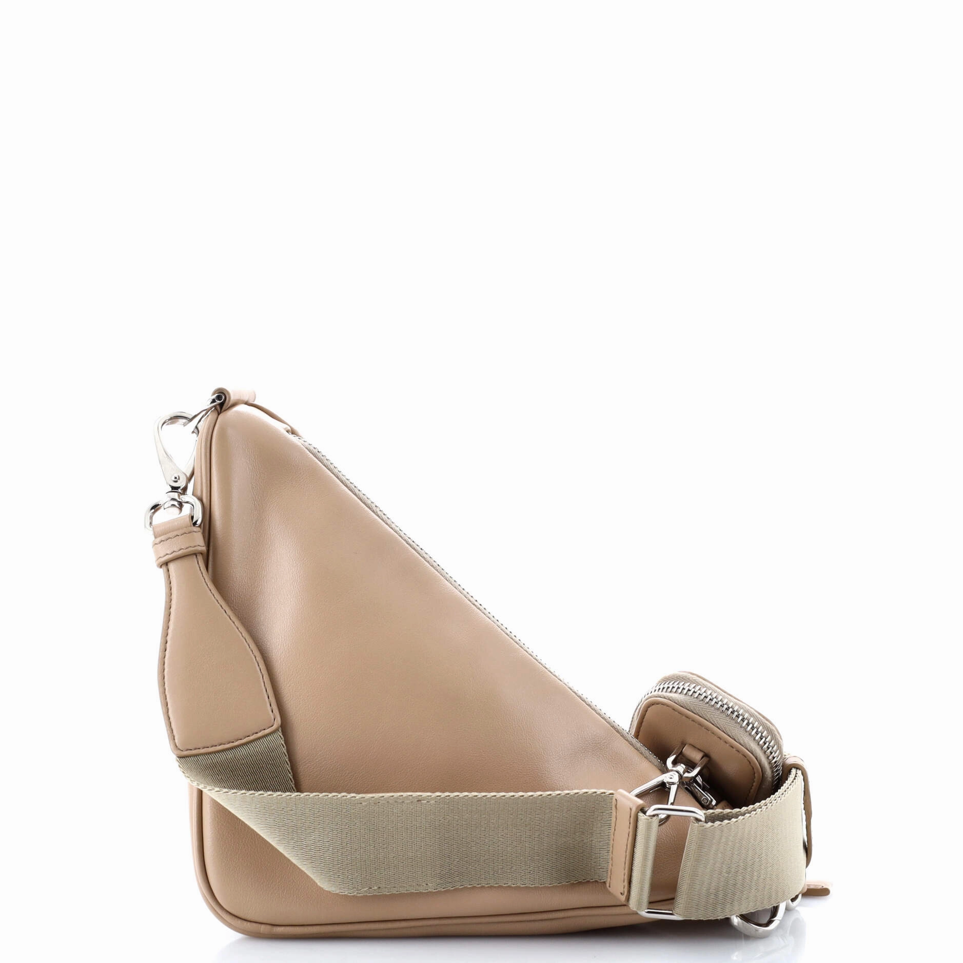 Triangle Logo Zip Crossbody Bag Leather Small