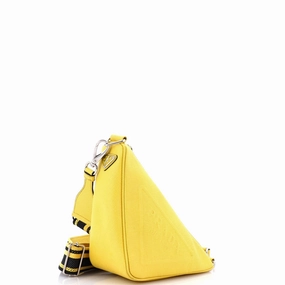 Triangle Logo Zip Crossbody Bag Saffiano Leather Small