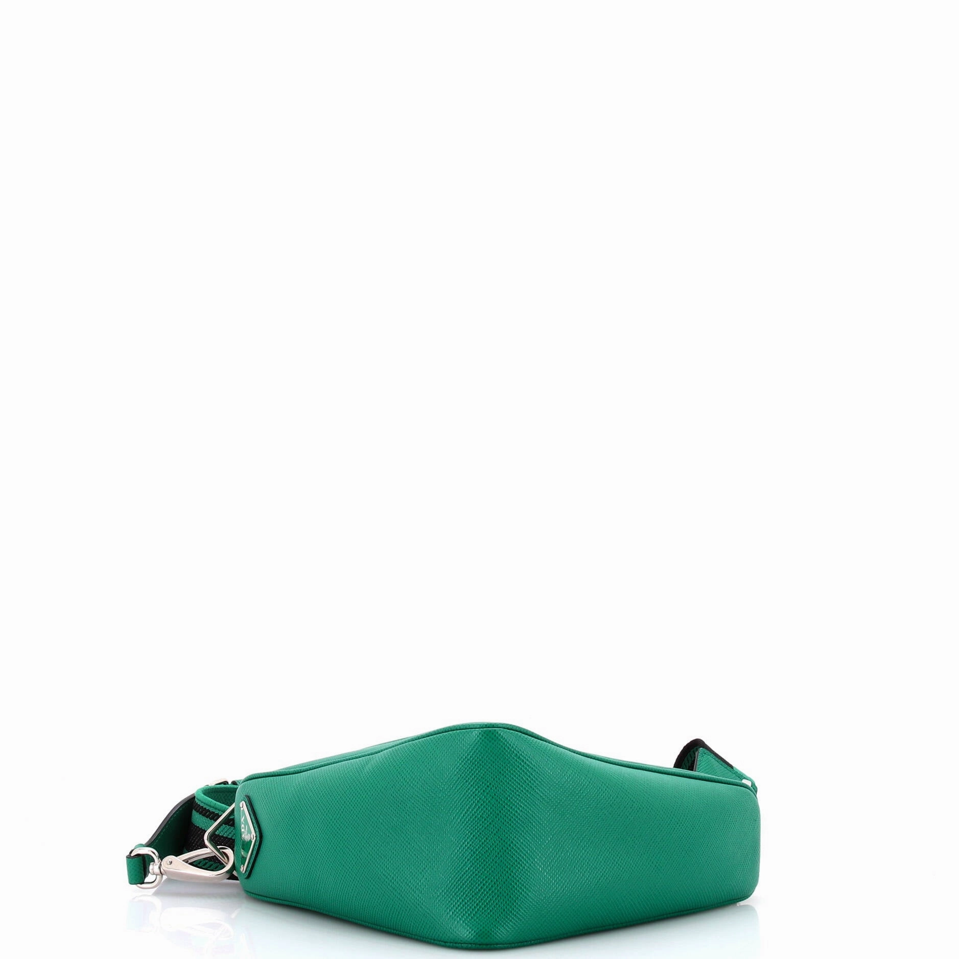 Triangle Logo Zip Crossbody Bag Saffiano Leather Small