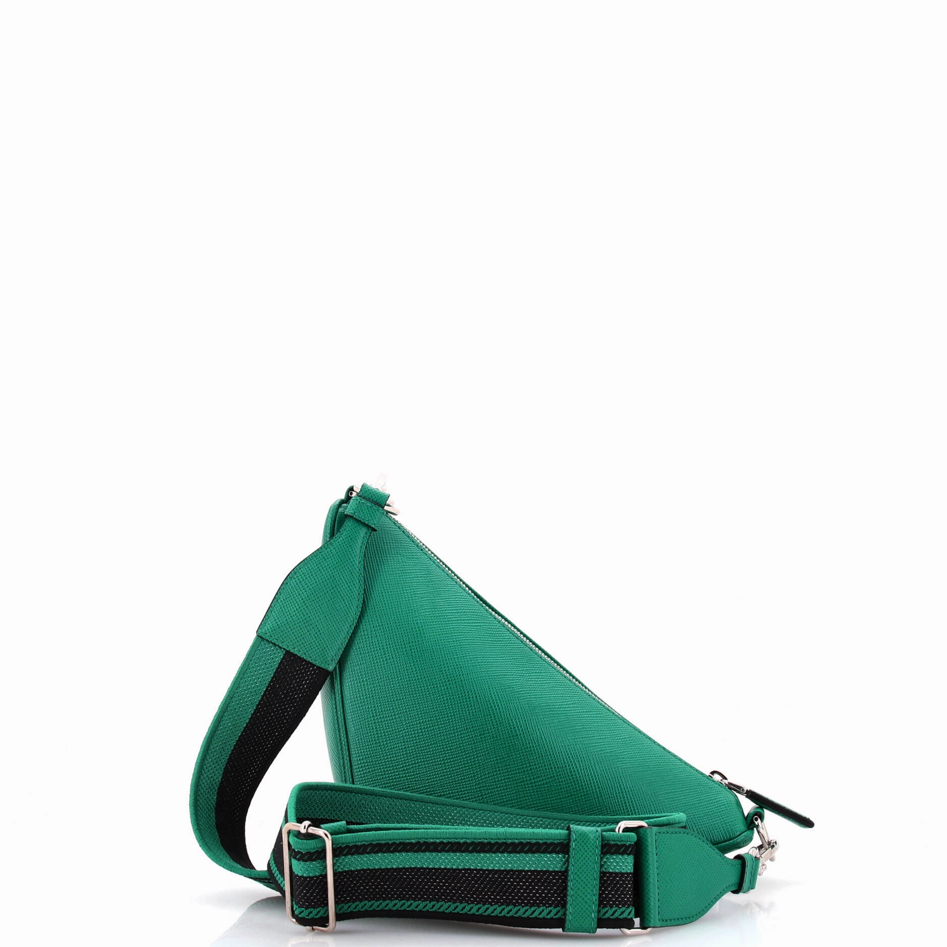 Triangle Logo Zip Crossbody Bag Saffiano Leather Small